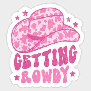 Getting Rowdy Retro Space Cowgirl Hat Pink Sticker